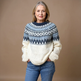 Camisola de Malha Cru com Pala Azul-Marinho Pauline