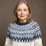 Camisola de Malha Cru com Pala Azul-Marinho Pauline