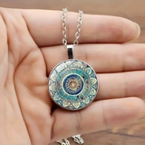 Colar Vintage de Mandala Azul Redonda