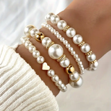 Conjunto de Pulseiras de Pérolas Intemporais