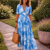 Ione - Vestido floral decote em V