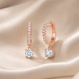 Brincos em Ouro Branco com Moissanite de Corte Redondo