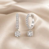 Brincos em Ouro Branco com Moissanite de Corte Redondo