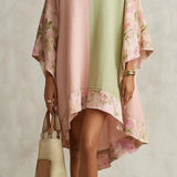 Jimena Vestido Boémio Floral com Manga Morcego e Decote em V