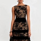 Odette Vestido Midi de Tule Bordado Floral