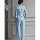Victoria Conjunto de Fato Elegante com Blazer Justo e Calças Largas