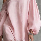 Olivia Vestido Mini de Renda com Ombros à Mostra e Mangas Bufantes