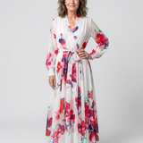 Lillian | Vestido Maxi Cruzado Floral de Manga Comprida