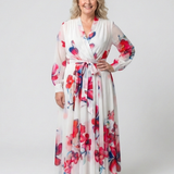 Lillian | Vestido Maxi Cruzado Floral de Manga Comprida