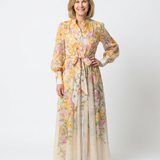 Cressida - Vestido Maxi Floral Transparente de Manga Comprida