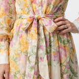 Cressida - Vestido Maxi Floral Transparente de Manga Comprida