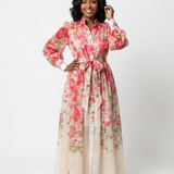 Cressida - Vestido Maxi Floral Transparente de Manga Comprida