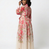 Cressida - Vestido Maxi Floral Transparente de Manga Comprida