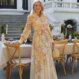 Cressida - Vestido Maxi Floral Transparente de Manga Comprida