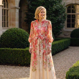 Cressida - Vestido Maxi Floral Transparente de Manga Comprida