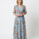Elowen | Vestido Maxi Floral Cruzado com Decote em V