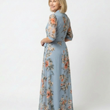 Elowen | Vestido Maxi Floral Cruzado com Decote em V