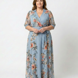 Elowen | Vestido Maxi Floral Cruzado com Decote em V