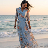 Elowen | Vestido Maxi Floral Cruzado com Decote em V